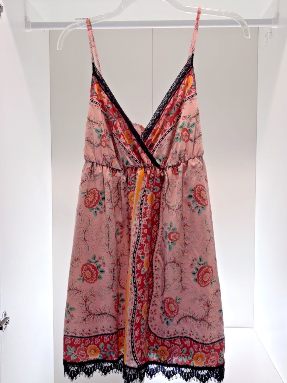 Cope Urban Outfitters Slip Dress Lace Pink Multicolor Floral Women’s L Large